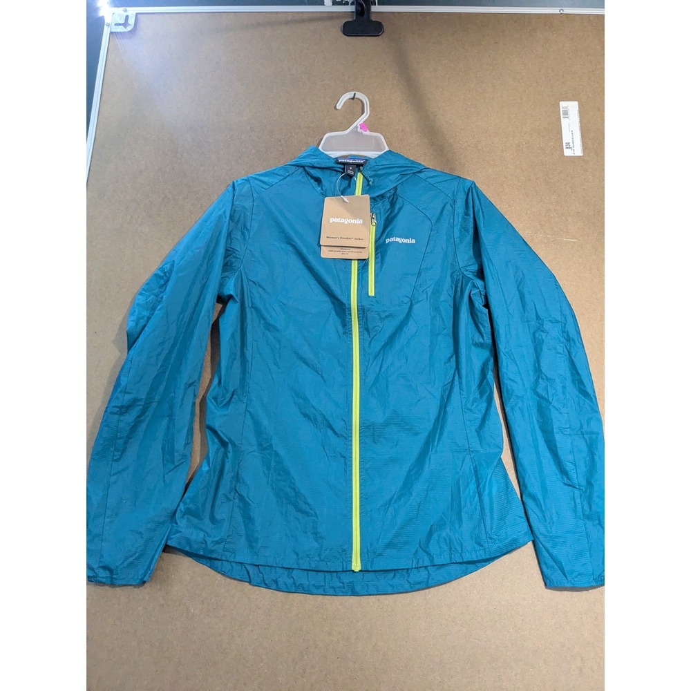 Patagonia Houdini Jacket Womens Small Elwha Blue Windproof Hooded Shell 24146